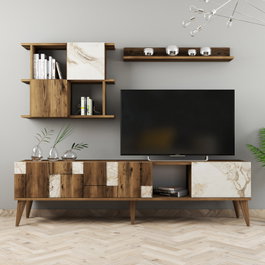 Hanah Home Mueble de TV Madrid - Blanco y nogal